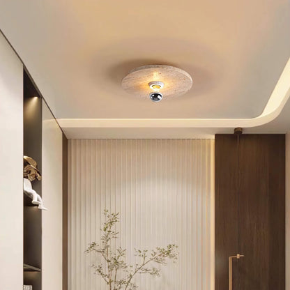 Travertine Flush Mount Light Round LED Ceiling Light