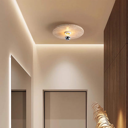 Travertine Flush Mount Light Round LED Ceiling Light
