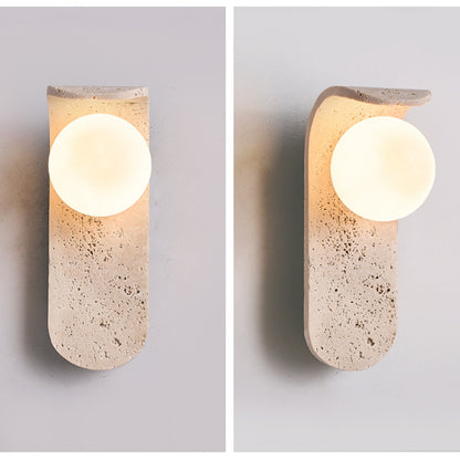 Travertine Wall Mount Light Unique Sconce with Glass Shade