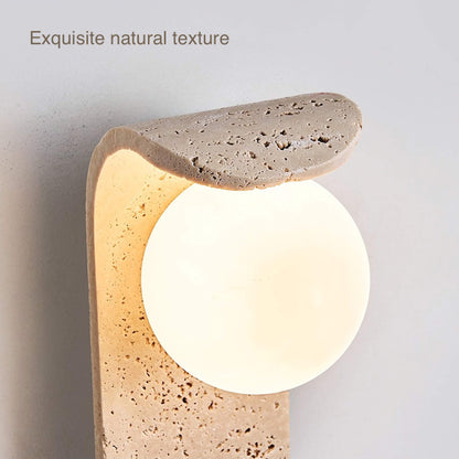 Travertine Wall Mount Light Unique Sconce with Glass Shade