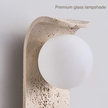Travertine Wall Mount Light Unique Sconce with Glass Shade