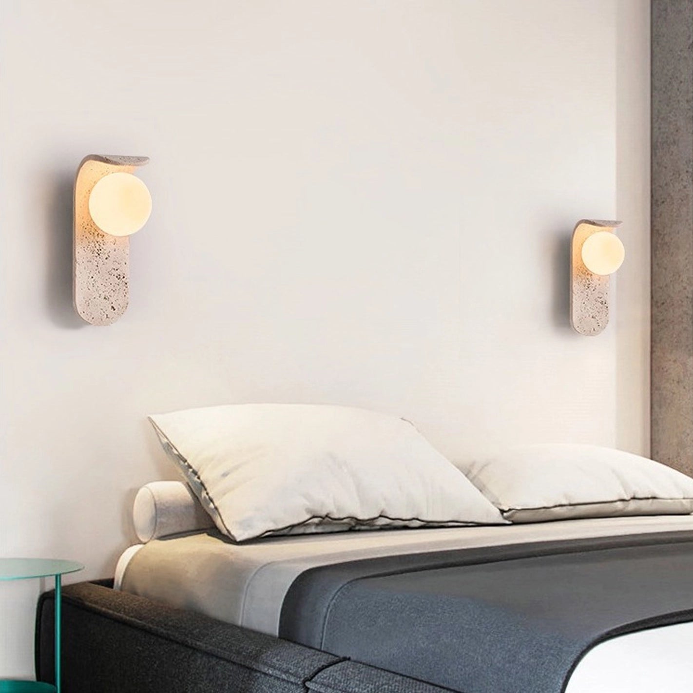Travertine Wall Mount Light Unique Sconce with Glass Shade