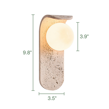 Travertine Wall Mount Light Unique Sconce with Glass Shade