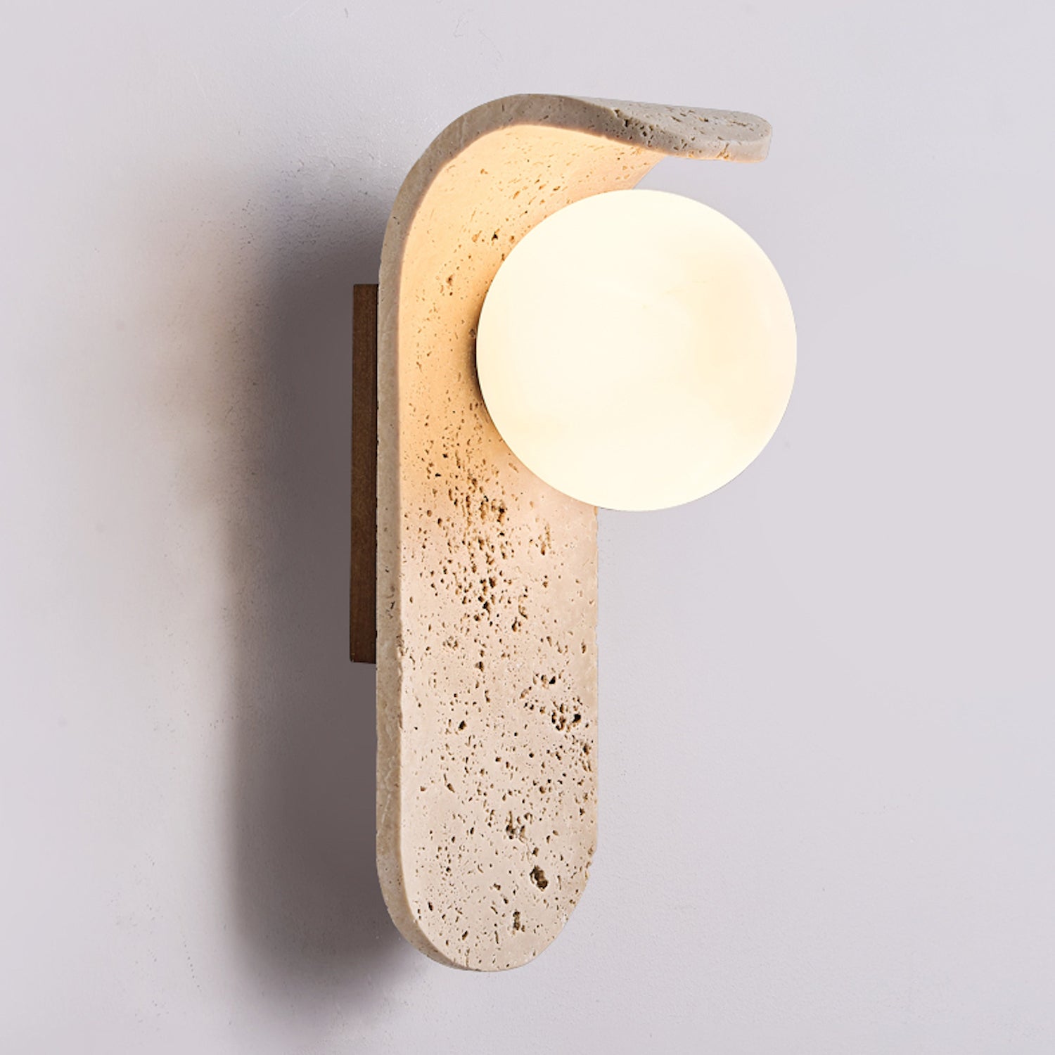 Travertine Wall Mount Light Unique Sconce with Glass Shade