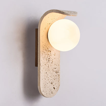 Travertine Wall Mount Light Unique Sconce with Glass Shade