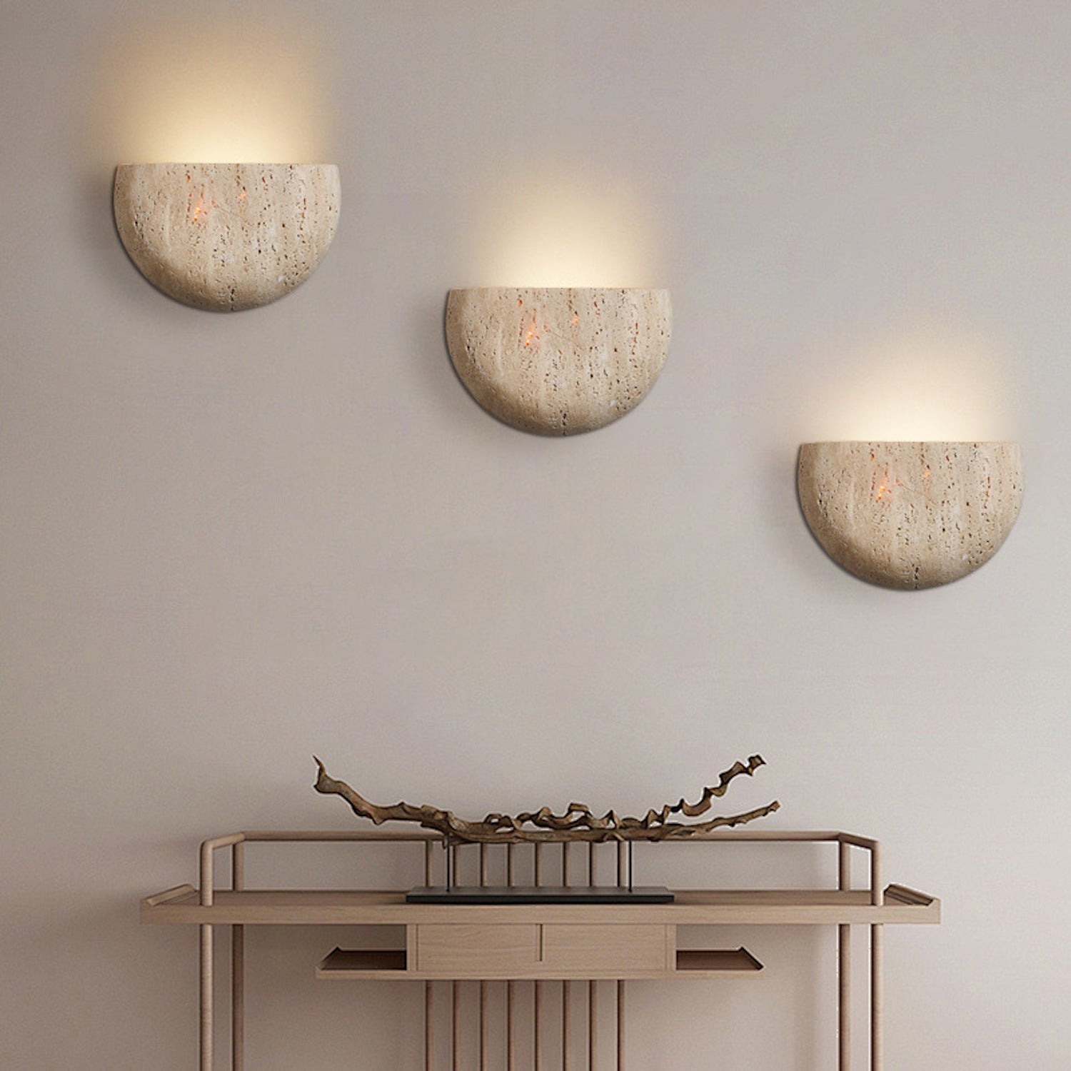 Travertine Wall-Mounted Light Vintage Rounded Sconce
