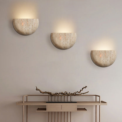 Travertine Wall-Mounted Light Vintage Rounded Sconce