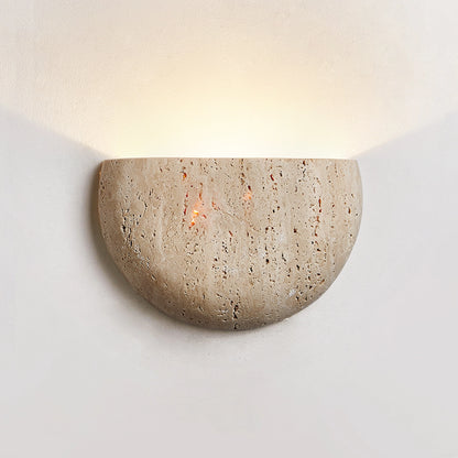Travertine Wall-Mounted Light Vintage Rounded Sconce