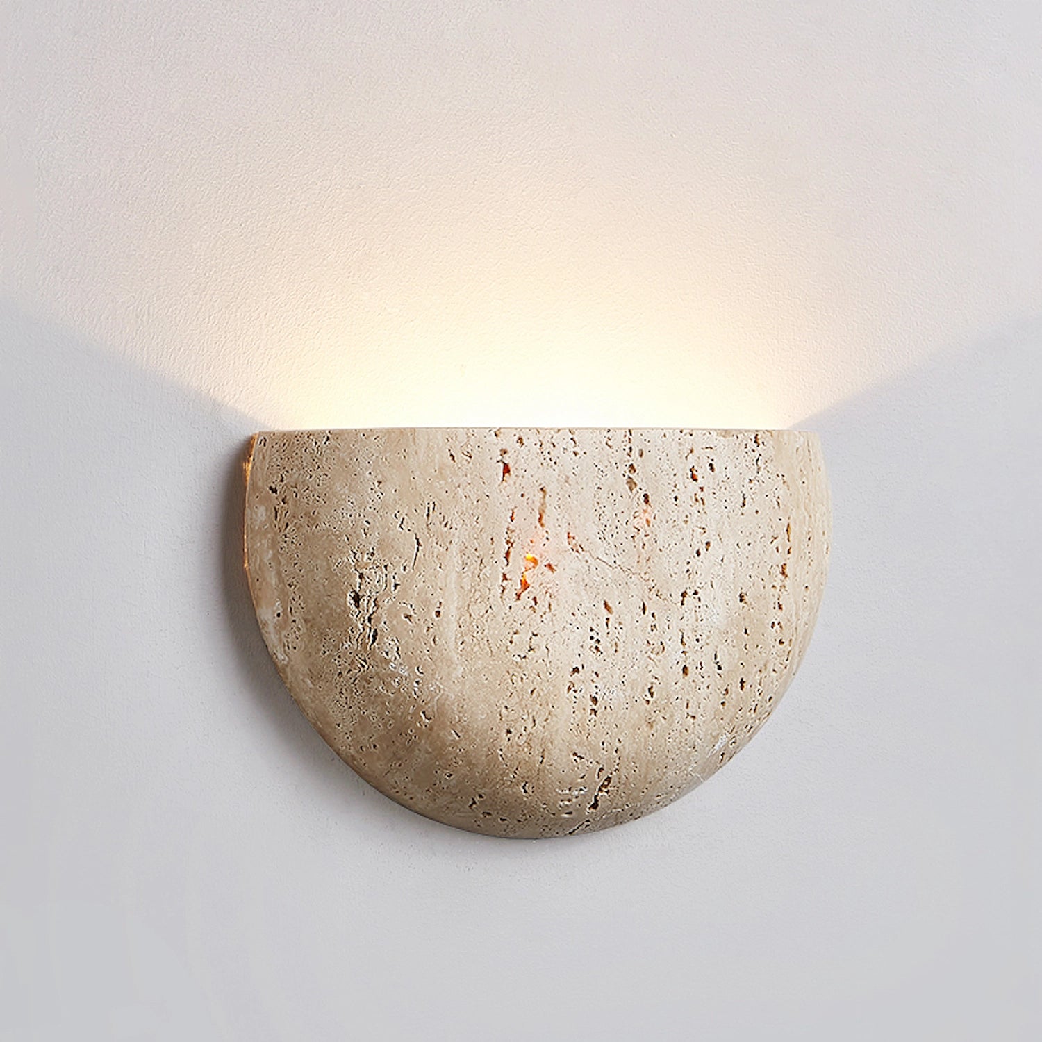 Travertine Wall-Mounted Light Vintage Rounded Sconce