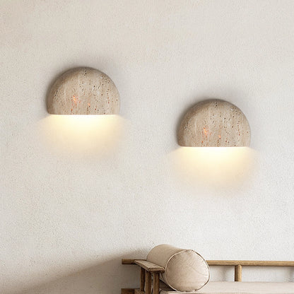 Travertine Wall-Mounted Light Vintage Rounded Sconce