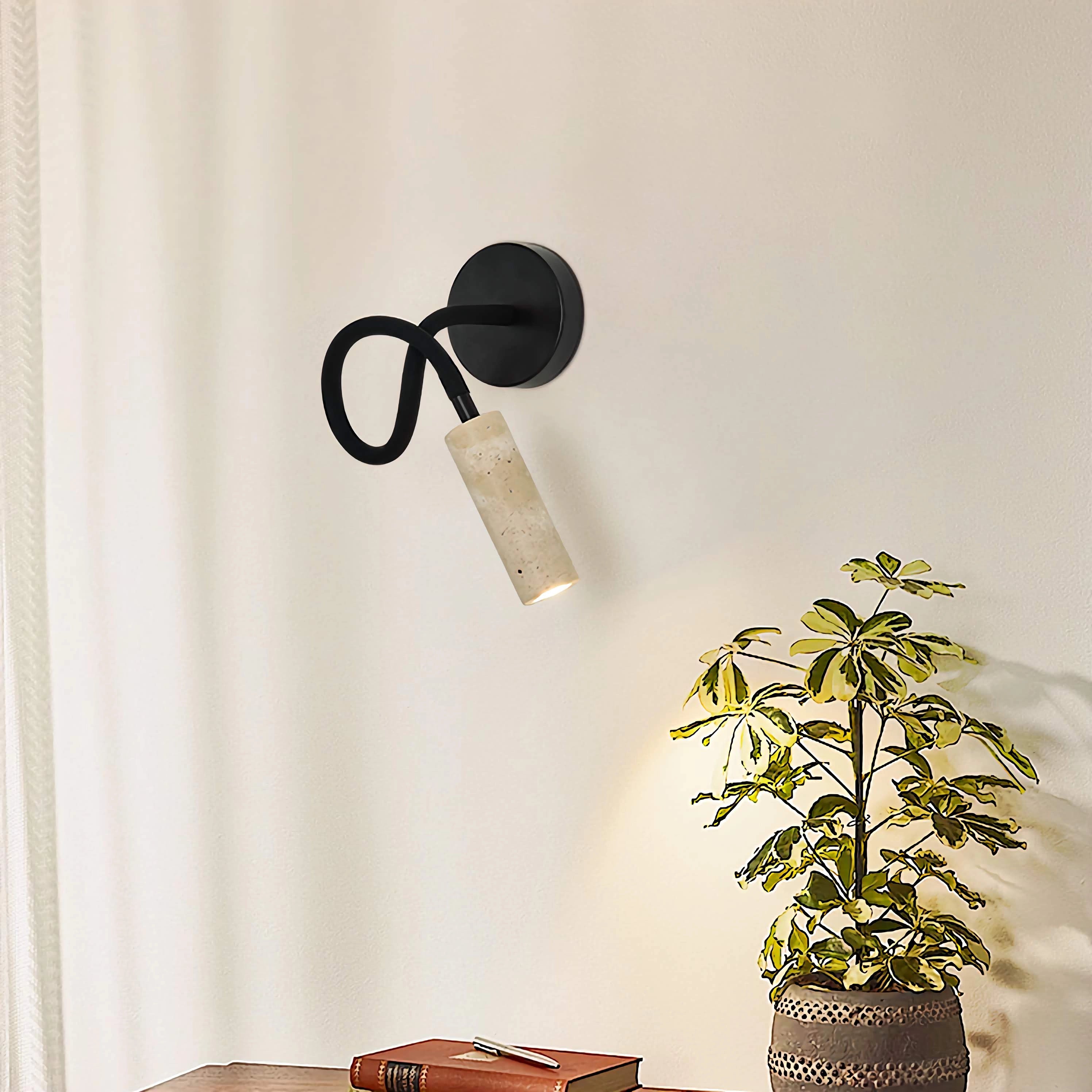 Travertine Wall Mounted Reading Lamp Flexible Bedside Light