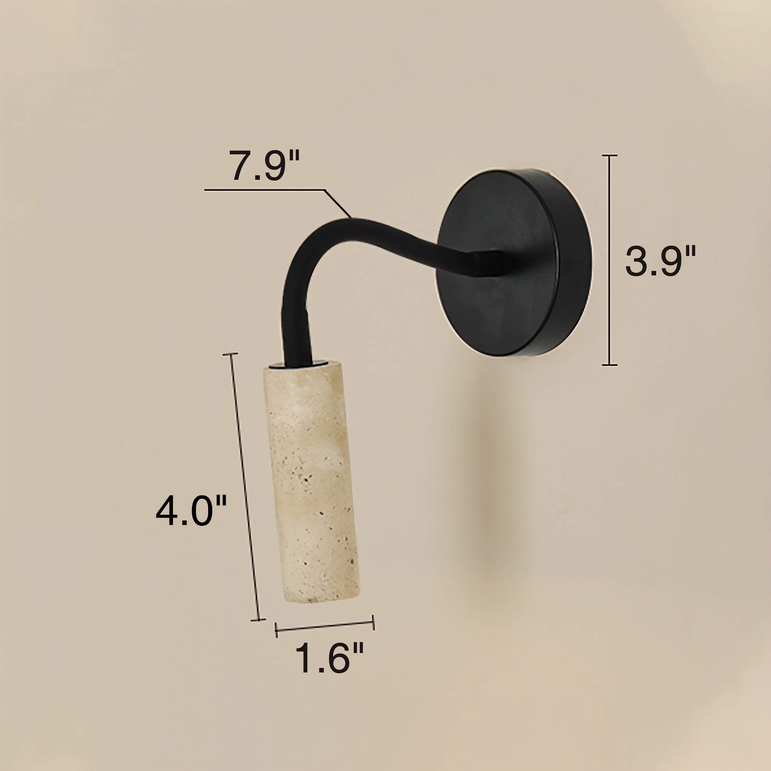 Travertine Wall Mounted Reading Lamp Flexible Bedside Light