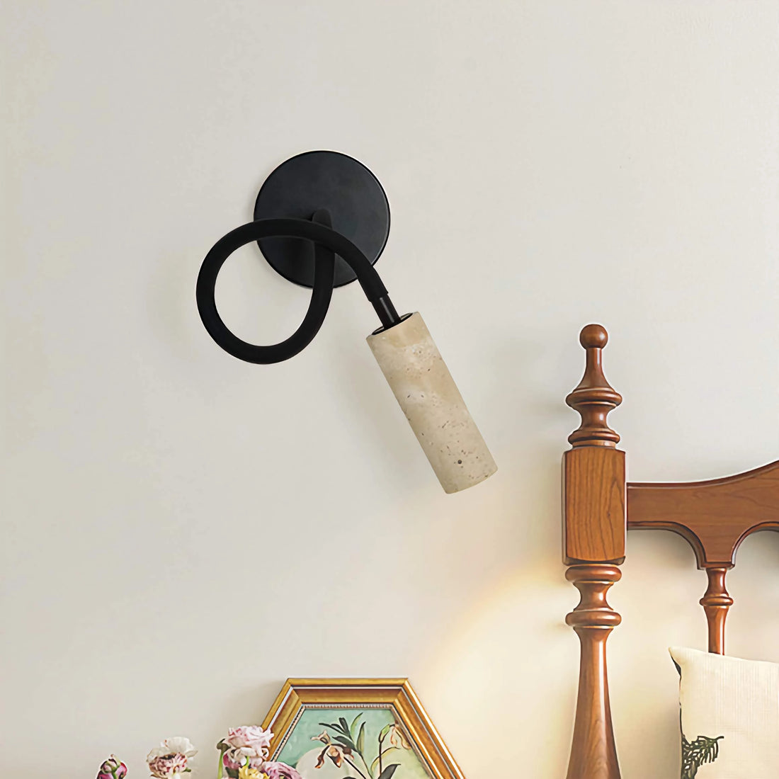 Travertine Wall Mounted Reading Lamp Flexible Bedside Light