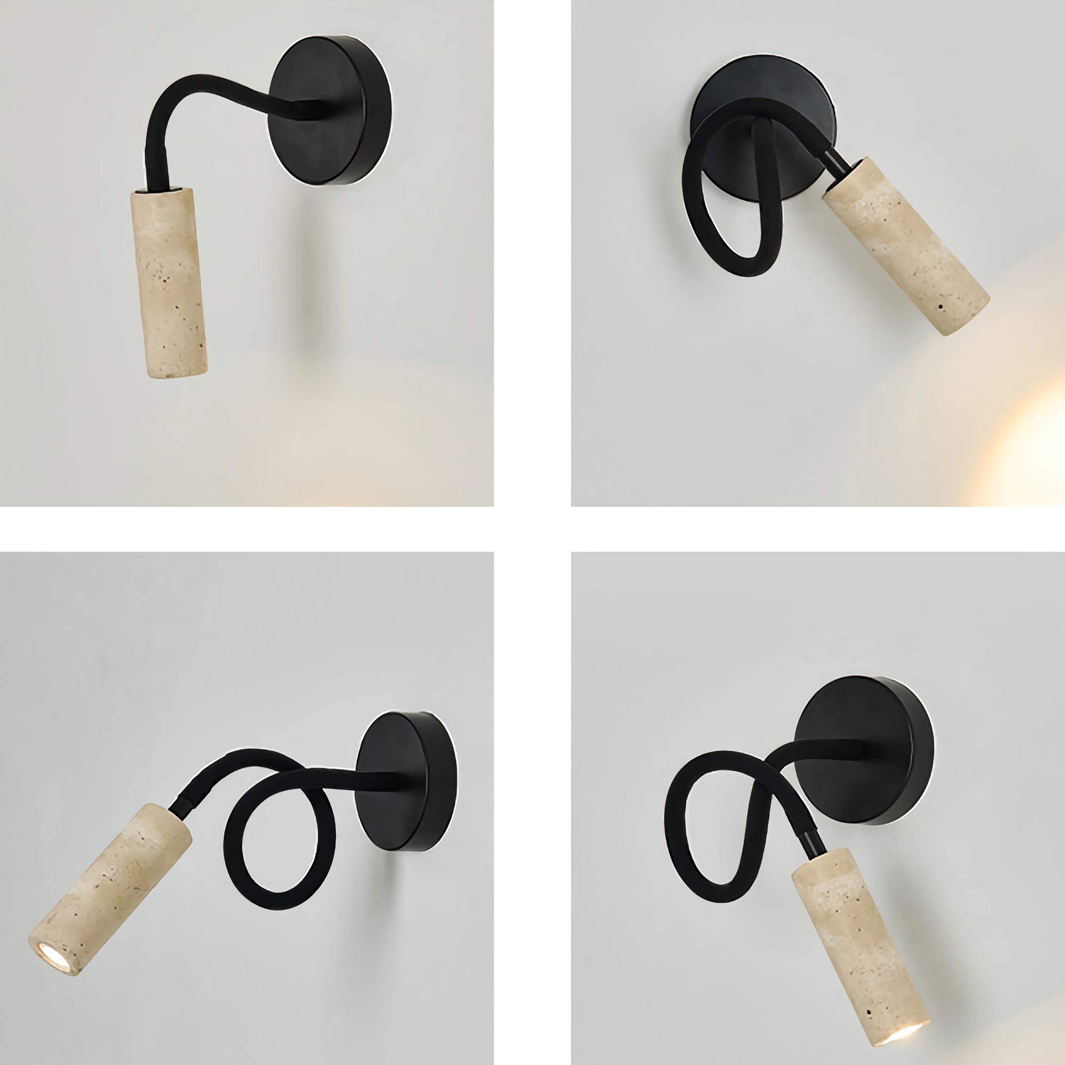 Travertine Wall Mounted Reading Lamp Flexible Bedside Light