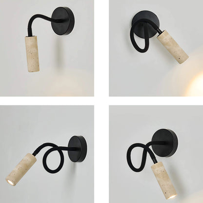Travertine Wall Mounted Reading Lamp Flexible Bedside Light