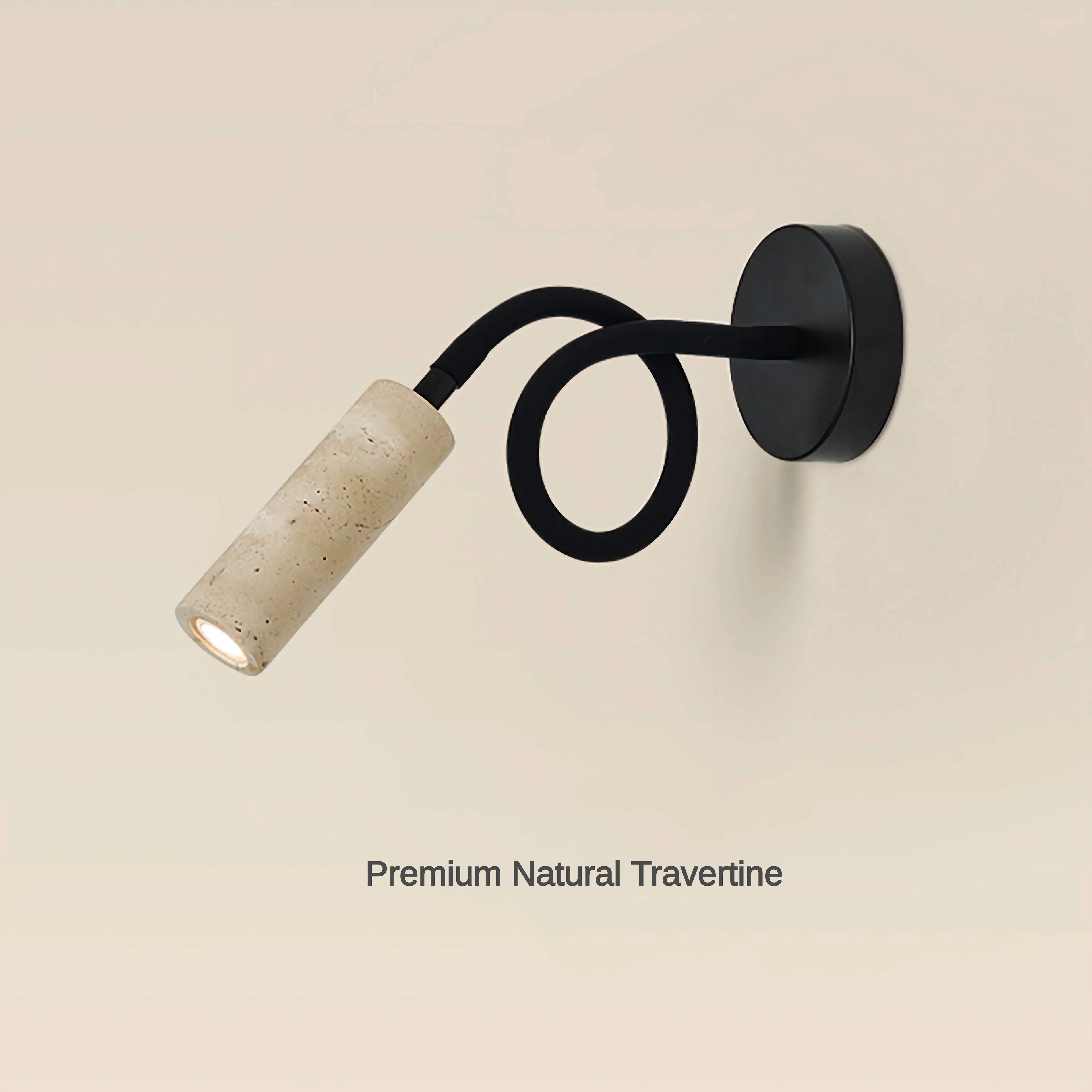 Travertine Wall Mounted Reading Lamp Flexible Bedside Light