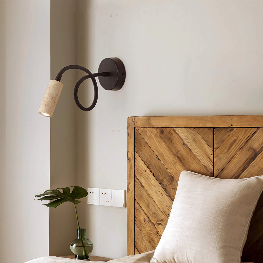 Travertine Wall Mounted Reading Lamp Flexible Bedside Light