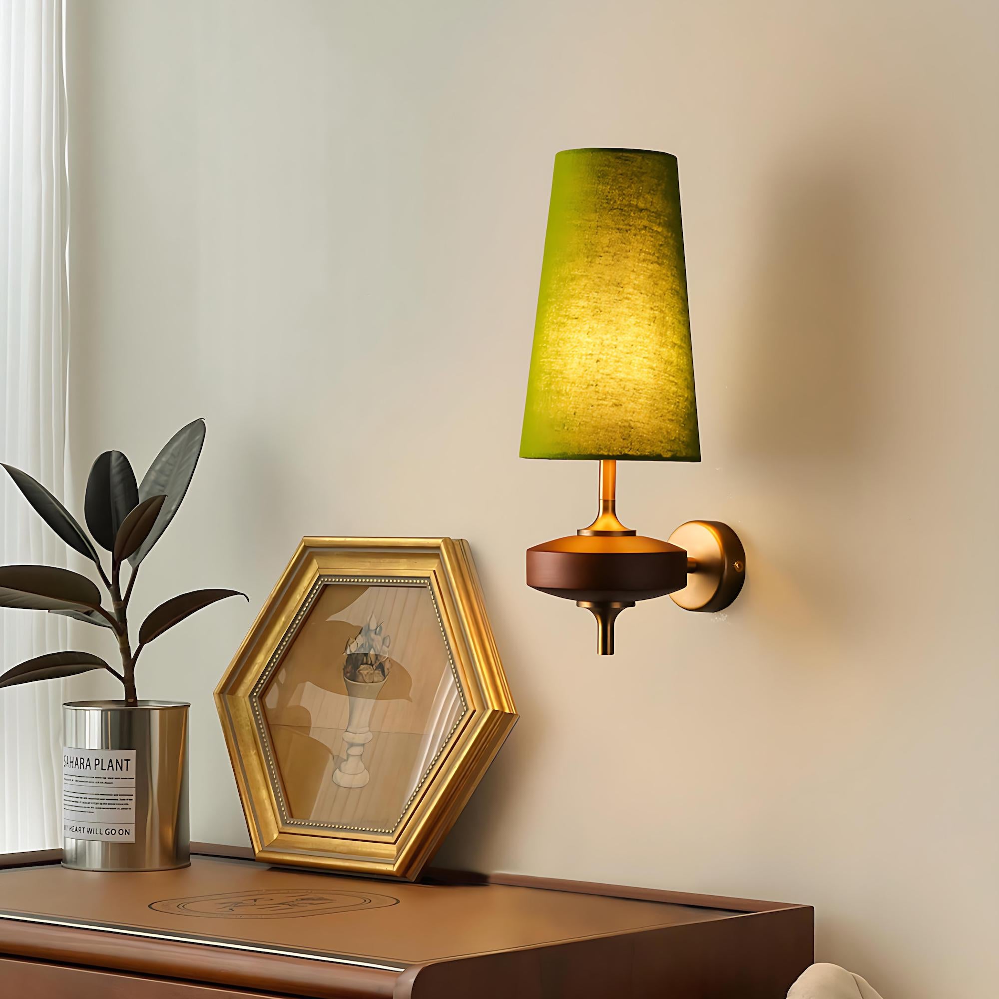 Vintage Fabric Wall Mounted Light Classic Wood Wall Lamp