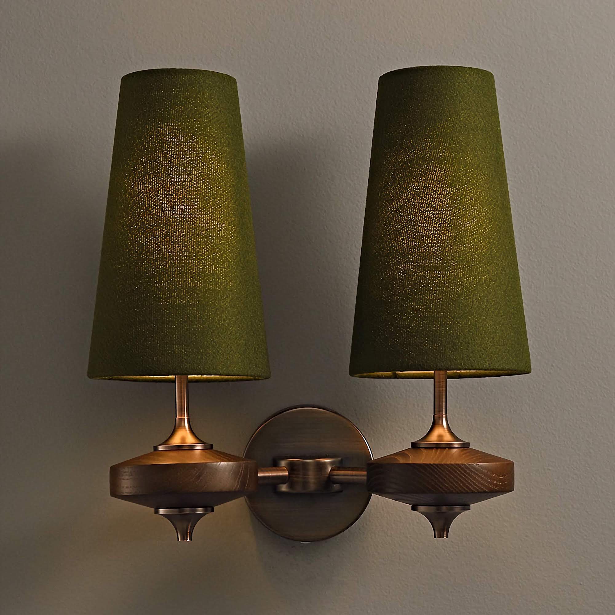 Vintage Fabric Wall Mounted Light Classic Wood Wall Lamp