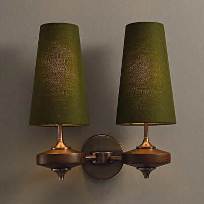 Vintage Fabric Wall Mounted Light Classic Wood Wall Lamp