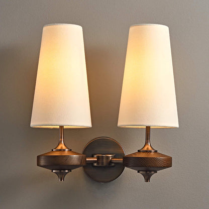 Vintage Fabric Wall Mounted Light Classic Wood Wall Lamp