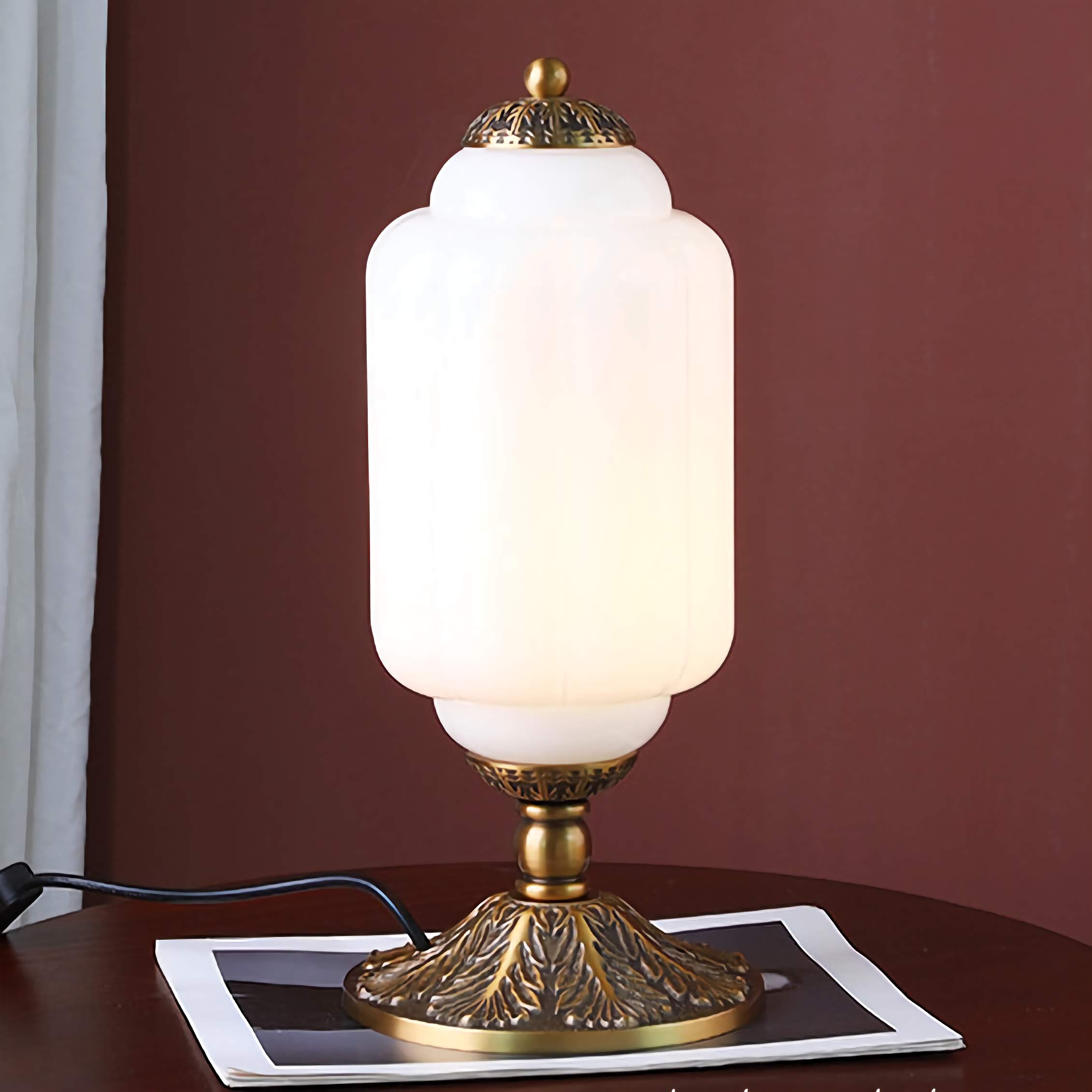 Vintage Milk Glass Table Lamp Eloise Bedside Lamp