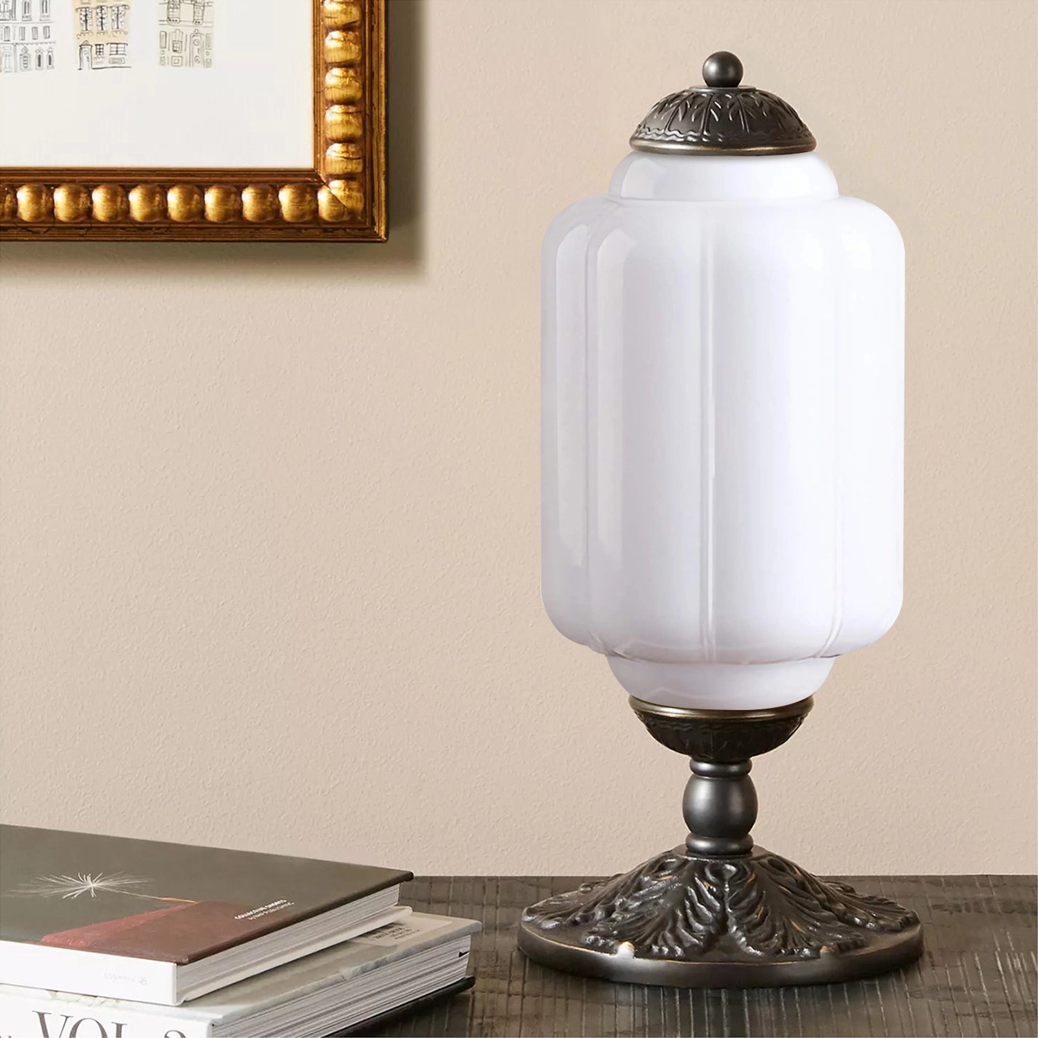 Vintage Milk Glass Table Lamp Eloise Bedside Lamp