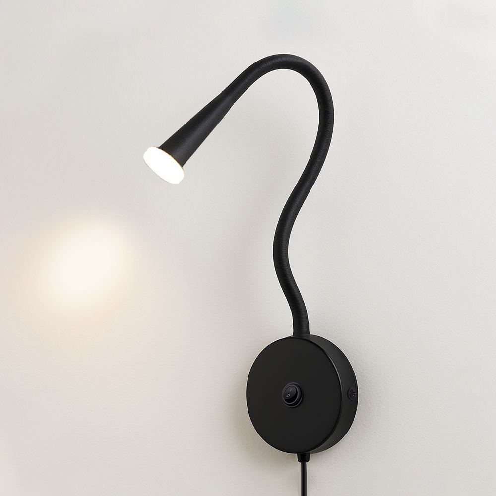 Wall-Mounted Leather Reading Light Flexible Lamp for Bedroom
